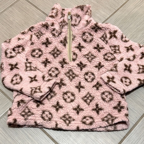 None Other - Kids Pink and Brown Fleece Jacket